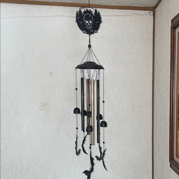 Halloween Skull Wind Chime with Bats